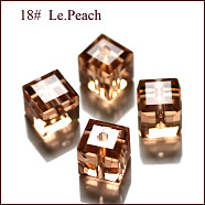 Imitation Austrian Crystal Beads, Grade AAA, Faceted, Cube, PeachPuff, 8x8x8mm(size within the error range of 0.5~1mm), Hole: 0.9~1.6mm(SWAR-F074-8x8mm-18)