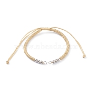 Adjustable Braided Polyester Cord Bracelet Making, with 304 Stainless Steel Jump Rings and Smooth Round Beads, Wheat, Single Chain Length: about 6-1/2 inch(16.5cm)(AJEW-JB00849-06)