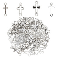 Nbeads 80Pcs 4 Styles Tibetan Style Alloy Connector Charms, Religion Cross Links, Antique Silver, 19.5~23x8~11x1~3mm, Hole: 1.8~2mm, 20pcs/style(FIND-NB0003-90)