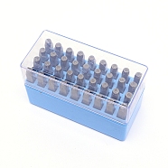 Chromium Stamps, Including Letter A~Z and Number, Blue, 62x7x7mm, 36pcs/box(AJEW-WH0126-60B)