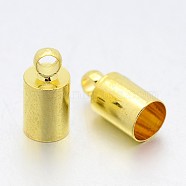 Brass Column Cord End Caps Fit 4.5mm Threads, Golden, 10x5mm, Hole: 2mm(KK-L046-01)