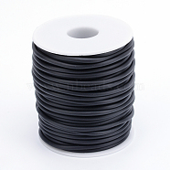 PVC Tubular Solid Synthetic Rubber Cord, No Hole, Wrapped Around White Plastic Spool, Black, 3mm, about 218.72 yards(200m)/roll(RCOR-R008-3mm-200m-09)