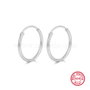Rhodium Plated 925 Sterling Silver Huggie Hoop Earrings, Platinum, 16mm(HA9525-08)