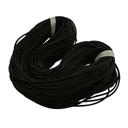 4mm Round Black Synthetic Rubber Cord, Hollows, hole: 1~2mm(X-RW008-3)