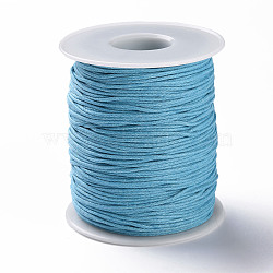Waxed Cotton Thread Cords, Light Sky Blue, 1mm, about 100yards/roll(300 feet/roll)(YC-R003-1.0mm-189)