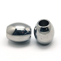 304 Stainless Steel Beads, Barrel, Stainless Steel Color, 15x13mm, Hole: 5.5mm(STAS-E035-1A)