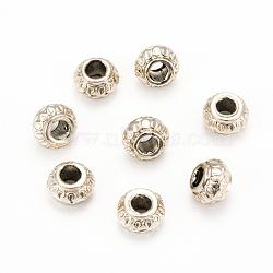 Nickel Free & Lead Free Golden Alloy European Beads, Long-Lasting Plated, Large Hole Rondelle Beads, Golden, 8.5x5.5mm, Hole: 4mm(PALLOY-J218-182G-NR)