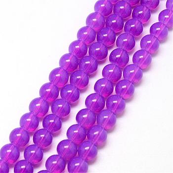 Baking Painted Glass Beads Strands, Imitation Opalite, Round, Medium Orchid, 6mm, Hole: 1.3~1.6mm, about 133pcs/strand, 31.4 inch