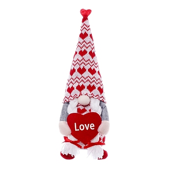 Valentine's Day Cloth Gnome Dolls Figurines Display Decorations,  for Home Shop Showcase Desktop Decoration, Heart, 130x100x350mm