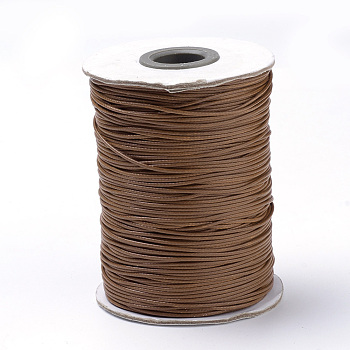 Braided Korean Waxed Polyester Cords, Saddle Brown, 1mm, about 174.97 yards(160m)/roll