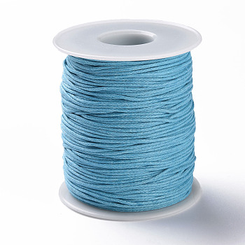 Waxed Cotton Thread Cords, Light Sky Blue, 1mm, about 100yards/roll(300 feet/roll)