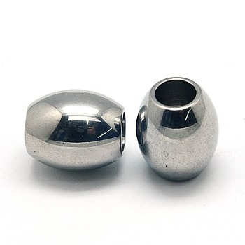 304 Stainless Steel Beads, Barrel, Stainless Steel Color, 15x13mm, Hole: 5.5mm