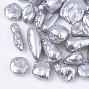 ABS Plastic Imitation Pearl Beads, Mixed Shape, Silver, 10~27x7~18x5~15mm, Hole: 1.2~1.8mm