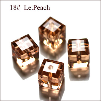 Imitation Austrian Crystal Beads, Grade AAA, Faceted, Cube, PeachPuff, 8x8x8mm(size within the error range of 0.5~1mm), Hole: 0.9~1.6mm