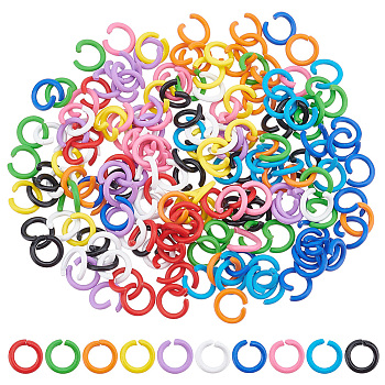 Elite 200Pcs 10 Colors Zinc Alloy Open Jump Rings, Baking Painted, Ring, Mixed Color, 6x1mm, 18 Gauge, Inner Diameter: 4mm, 20pcs/color