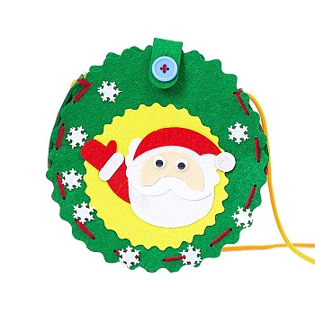 DIY Non-woven Christmas Theme Bag Kits, including Fabric, Needle, Cord, Santa Claus