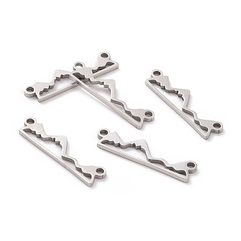 201 Stainless Steel Links connectors, Massif, Stainless Steel Color, 6x21x1mm, Hole: 1.2mm