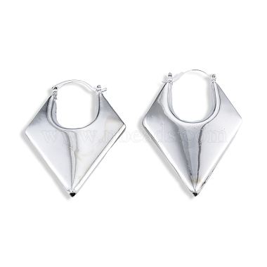Brass Chunky Rhombus Hoop Earrings for Women(EJEW-N011-82P)-2