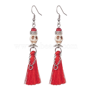 Red Synthetic Turquoise Earrings