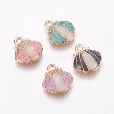 Light Gold Mixed Color Shell Alloy+Enamel Charms