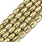 Electroplate Non-magnetic Synthetic Hematite Beads Strands, Oval, Real 18K Gold Plated, 5.5x4mm, Hole: 0.5mm, about 68~70pcs/strand, 15.75 inch(40cm)(X-G-S352-53B-01)