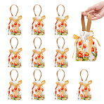 Canvas Cloth Storage Pouches, Drawstring Bag, with Ribbon, Flower Pattern, Sandy Brown, 17.5x13.5x0.8cm(ABAG-WH0032-78B)