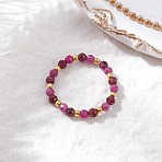 Natural Garnet Beaded Stretch Rings, with Glass Seed Beads, Faceted Round, Inner Diameter: 20mm(RJEW-JR00867-06)