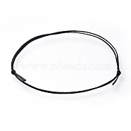 Adjustable Flat Waxed Polyester Cords Bracelet Making, Black, 8 inch~11-7/8 inch(20.4~30cm)(AJEW-JB00508-07)