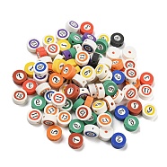 Handmade Polymer Clay Beads, Billiards, Mixed Color, 9.5x4.5mm, Hole: 1.8mm(CLAY-E005-06)