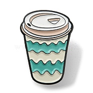 Hot Drink Cup with Wave Enamel Pins, Black Alloy Badge for Women Men, Turquoise, 26.3x18.7x1.5mm(JEWB-K016-09D-EB)