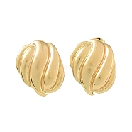 304 Stainless Steel Studs Earrings, Jewely for Women, Golden, Oval, 24x19mm(EJEW-K278-09B-G)