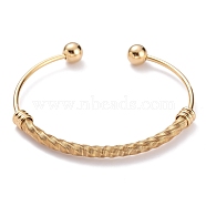 Vacuum Plating 304 Stainless Steel Torque Bangles, with Round Immovable Beads, Twisted, Golden, Inner Diameter: 2-1/2x1-7/8 inch(6.3x4.8cm)(BJEW-O182-02G)