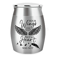 Column Mini Stainless Steel Urn for Human Pet Ashes, Small Cremation Urn, Memorial Keepsake Ash Holder, Wing, 30x40mm(AJEW-WH0540-020)