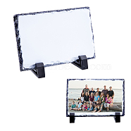 Sublimation Blank Natural Slate Rock Stone Plate, with 2Pcs Plastic Racks, Vertical Rectangle Photo Frame for Heat Press Machine, Finished: 80x93x145mm(AJEW-WH0291-58)