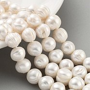 Natural Cultured Freshwater Pearl Beads Strands, Potato, Beige, 10~11mm, Hole: 0.6mm, about 18~19pcs/strand, 6.89~7.09 inch(17.5~18cm)(PEAR-C003-20C)