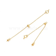 925 Sterling Silver Chain Extenders, Slider Cable Chain, Real 24K Gold Plated, 83mm, Pendant: 6x3mm, Pin: 0.6mm, Clasp: 5.5x7.5x2.5mm(STER-N016-02G)