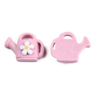 Opaque Resin Cabochons, Watering Can with Flower, Pink, 19x24.5~25x8.5~9mm(CRES-N022-193)
