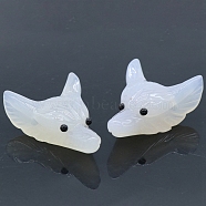 Natural White Agate Carved Healing Wolf Head Figurines, Reiki Energy Stone Display Decorations, 48~50x33~35x14.5~16.5mm(PW-WG25599-01)