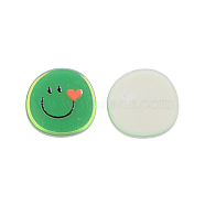 Electroplated Acrylic Cabochons, with Printed Smiling Face, Polygon, Medium Sea Green, 20.5x21x2.5mm(OACR-N135-14)