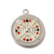 Brass Enamel Pendants, Clock Charm, Platinum, 27.5x23.5x2mm, Hole: 2.5mm(FIND-C065-28P)