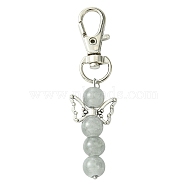 Angel Glass Pendant Decorations, with Alloy Swivel Clasps, Silver, 67mm(HJEW-YW00009-05)