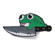 Cartoon Magic Frog Enamel Pins, Black Alloy Brooch for Backpack Clothes, Knife, 14x30x1mm(JEWB-H019-02EB-01)