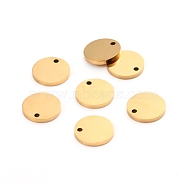 Ion Plating(IP) 304 Stainless Steel Charms, Polished, Stamping Blank Tag, Laser Cut, Flat Round, Golden, 8x1mm, Hole: 0.8mm(STAS-I141-03D-G)