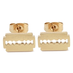 PVD Vacuum Plating 304 Stainless Steel Stud Earrings for Women, Blade Shape, Golden, 6x10.5mm(EJEW-A048-37G)