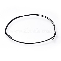 Adjustable Flat Waxed Polyester Cords Bracelet Making, Black, 8 inch~11-7/8 inch(20.4~30cm)(AJEW-JB00508-07)