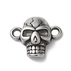 Tibetan Style 304 Stainless Steel Connector Charms, Skull Links, Antique Silver, 14x16x5mm, Hole: 2mm(STAS-D014-25AS)