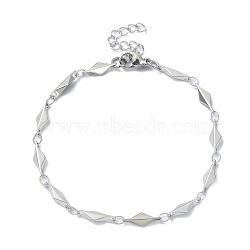 Non-Tarnish 304 Stainless Steel Rhombus Link Chain Bracelets for Women, Stainless Steel Color, 6-7/8 inch(17.5cm)(BJEW-D023-02P)