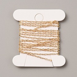 Brass Paperclip Chains, with Card Paper, Soldered, Oval, Golden, 2.5x1x0.2mm(CHC-TAC0002-06)