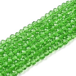 Glass Beads Strands, Faceted, Rondelle, Lime, 2.3~2.7x2mm, Hole: 0.4mm, about 150~155pcs/strand, 12.60~12.99 inch(32~33cm)(EGLA-A044-T1mm-D11)