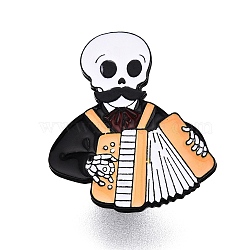 Skull & Musical Instruments Theme Enamel Pins, Baking Paint Alloy Brooches for Backpack Clothes, Accordion, 29.5x26mm(JEWB-N001-27A)